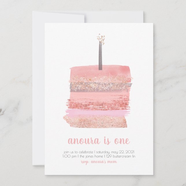 1.ª invitación de cumpleaños | Chica 1ᵉʳ Bday Invi (Anverso)