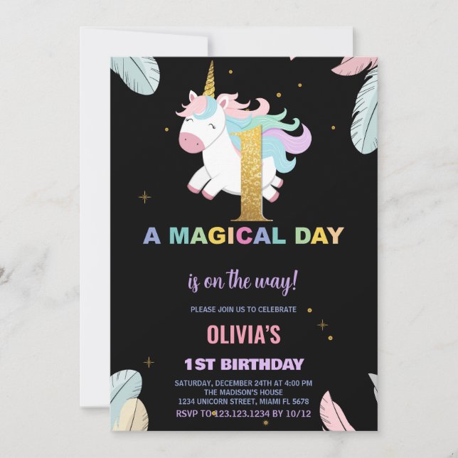 1.ª invitación de cumpleaños de Unicornio (Anverso)