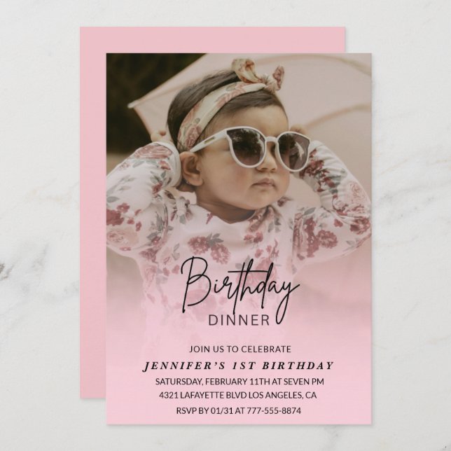 1.ª invitación de cumpleaños Fotos de la cena de c (Anverso / Reverso)