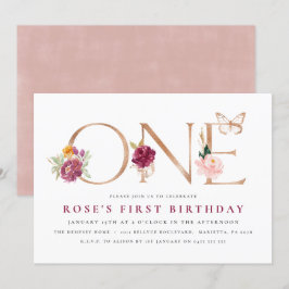 1.ª invitación de cumpleaños | Mariposa Rosa Saffr