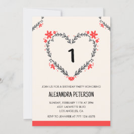 1.ª invitación de cumpleaños para su corazón flora