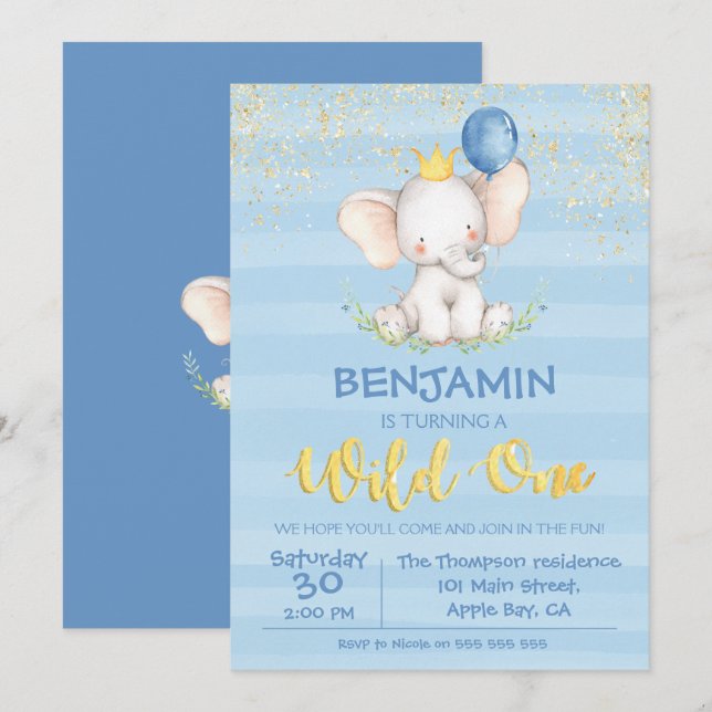 1.ª invitación | Niño Elefante (Anverso / Reverso)