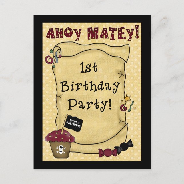 1.ª invitación pirata de cumpleaños (Anverso)