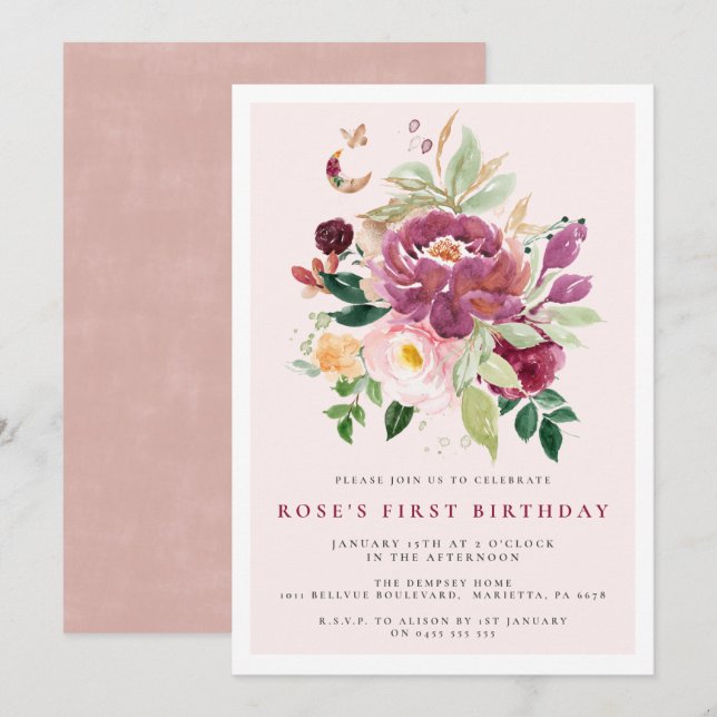 1.ª invitación | Saffron Bouquet  (Anverso / Reverso)