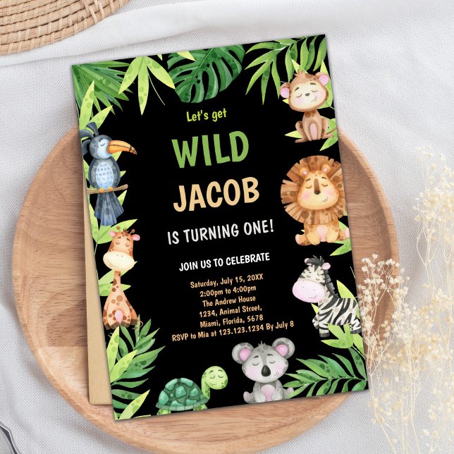 1.ª Invitación salvaje de un cumpleaños (1st Wild One Birthday Invitations)