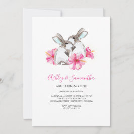 1.ª invitaciones de cumpleaños gemelos Chica Pink 