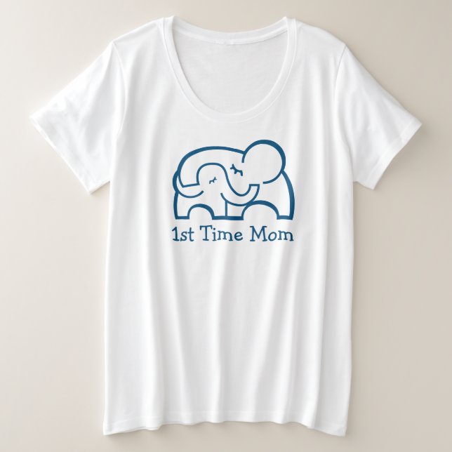 1.ª mamá elefante abrazo camiseta azul de maternid (Anverso del diseño)
