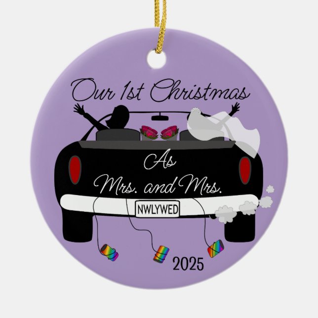 1.ª Navidad Novias Novias Ornamento de Cerámica (Frente)