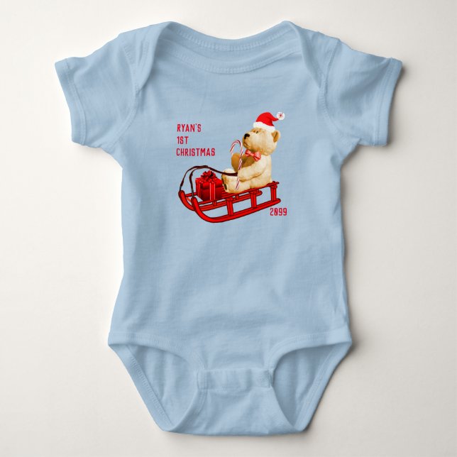 1.ª Navidad Teddy Bear Jersey Bodysuit (Anverso)