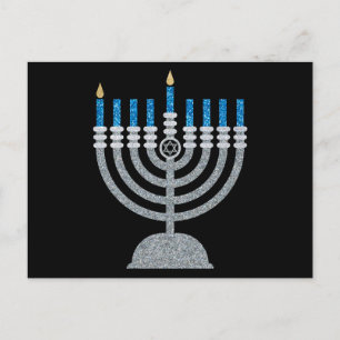 1.ª postal de la noche de Hanukkah Purpurina