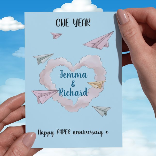 1.ª tarjeta de aniversario de boda Aviones de pape (Subido por el creador)