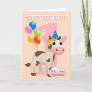 1.ª Tarjeta De Cumpleaños Con Pastel De Vaca Peque