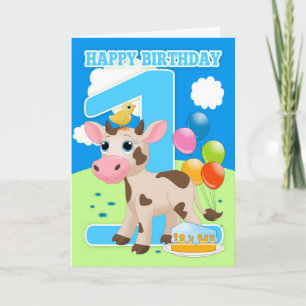 1.ª Tarjeta De Cumpleaños Con Pastel De Vaca Peque