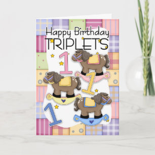 1.ª Tarjeta De Cumpleaños Para Trillizos Con Cabal