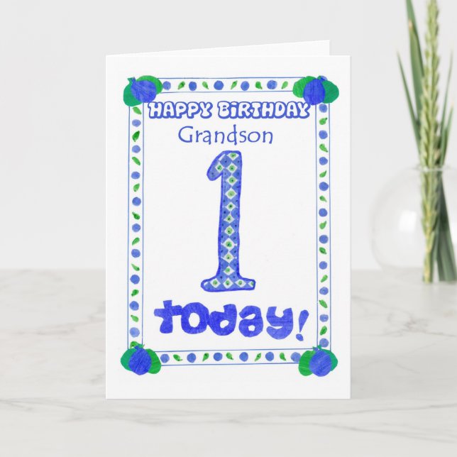 1.ª tarjeta de cumpleaños para un niño nieto (Anverso)