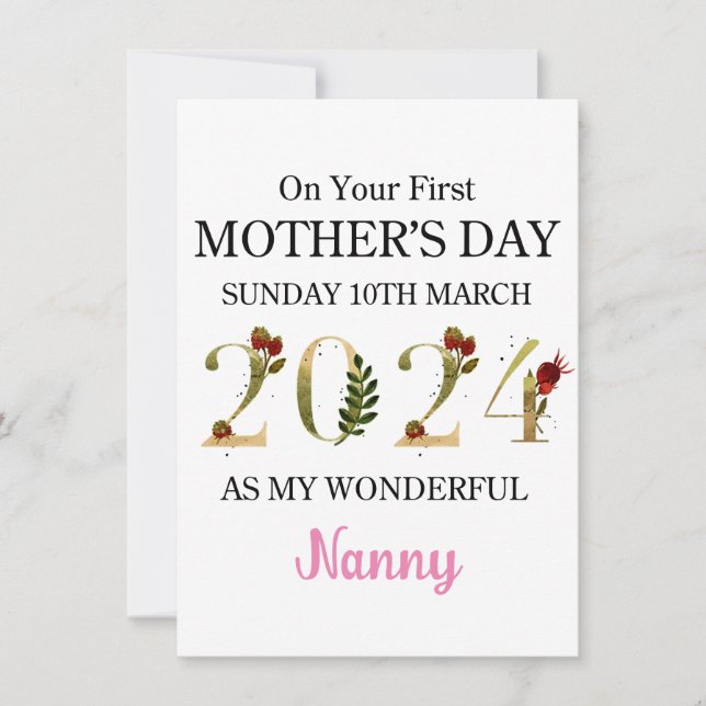1.ª Tarjeta de Día de la Madre como mi nana, feliz (Anverso)