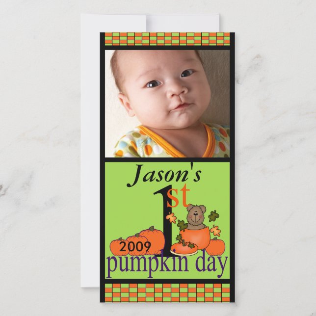 1.ª tarjeta de fotos de calabaza de Halloween (Anverso)