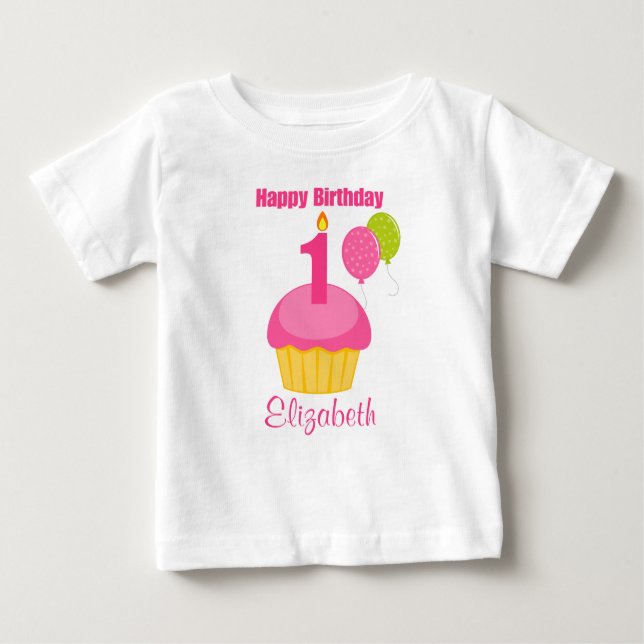 1.ª tarta rosa de la camiseta de cumpleaños (Anverso)