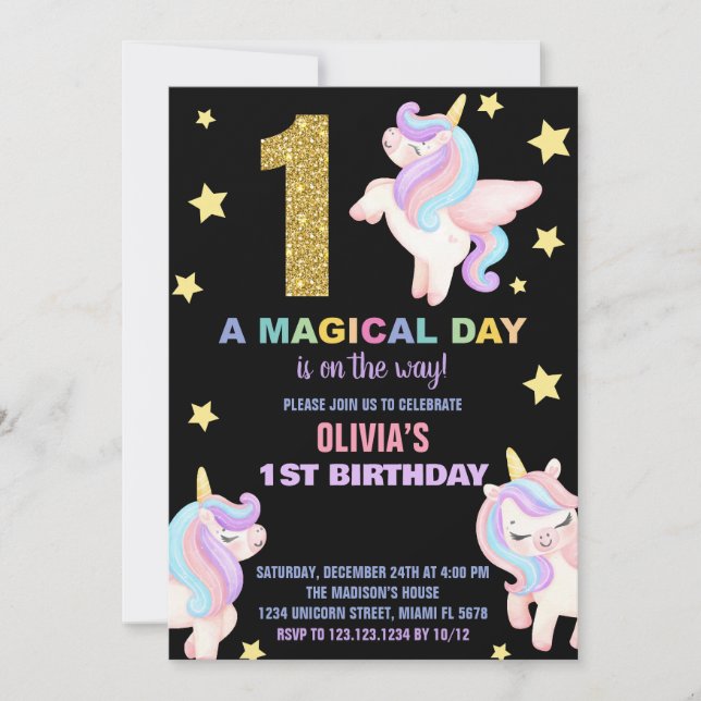 1.ª volante de invitaciones de cumpleaños de Rainb (Anverso)