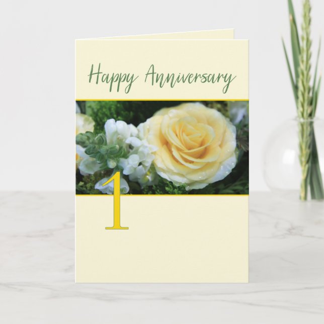 1.ᵉʳ Aniversario de la tarjeta rosa amarilla de Bo (Anverso)