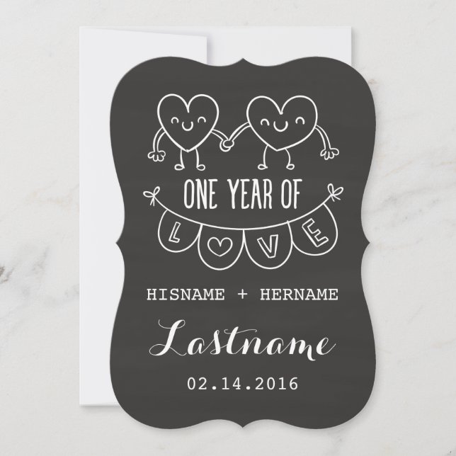 1.ᵉʳ Aniversario Regalo Chalk Invitaciones (Anverso)