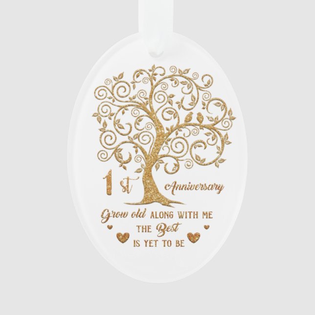 1.ᵉʳ Aniversario Regalos Ornamento | Regalo único (Anverso)