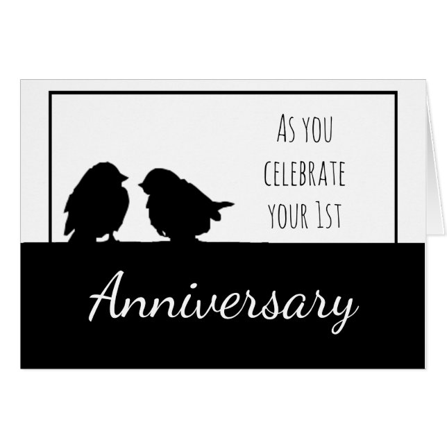 1.ᵉʳ Aniversario Romántico Pareja de Aves Cuestas (Anverso (Horizontal))
