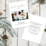 1.ᵉʳ anuncio de Navidades con familia de dos fotos<br><div class="desc">1.ᵉʳ Navidades como guión familiar 2 fotos y anuncio de nacimiento opcional Simplemente reemplace las dos fotos de muestra con las suyas y personalícelas con el saludo y los nombres en la parte inferior y el mensaje en la parte posterior. La primera Navidad está en un guión definido en el...</div>