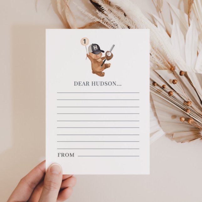 1.ᵉʳ Bear de Béisbol de cumpleaños - Tarjeta de la (1st Birthday Baseball Bear - Time Capsule Card)