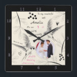 1.ᵉʳ boceto de aves y hojas reloj<br><div class="desc">1.ᵉʳ boceto Boda del aniversario de los pájaros y deja el reloj de pared del marco de la foto.</div>