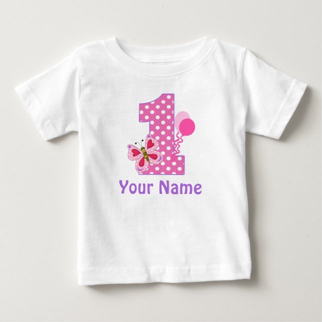 1.ᵉʳ Chica de cumpleaños mariposa camiseta persona (Anverso)