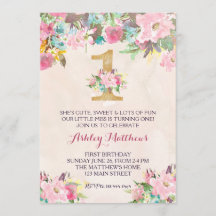 1.ᵉʳ cumpleaños 1ª bella invitación floral,