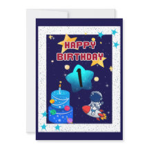 1.ᵉʳ cumpleaños - Boy-Space - Invitación