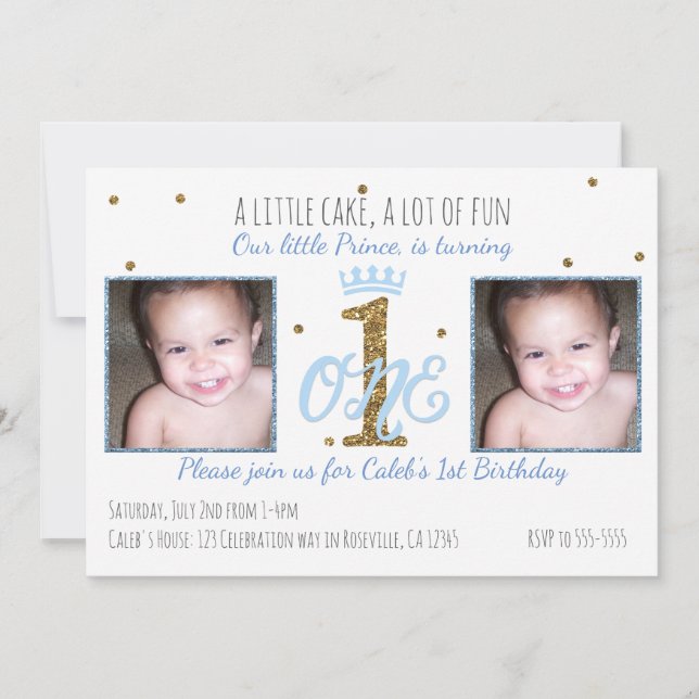 1.ᵉʳ cumpleaños Fiesta de Prince Boys Invitación a (Anverso)