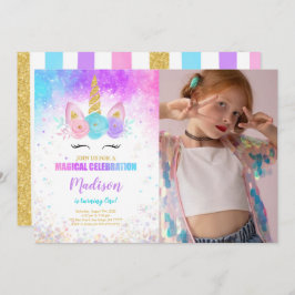1.ᵉʳ cumpleaños Fiesta de unicornio - Invitación a