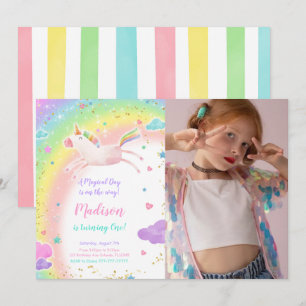 1.ᵉʳ cumpleaños Fiesta de unicornio - Invitación a