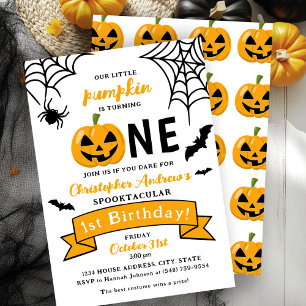 1.ᵉʳ cumpleaños Halloween Pequeña Invitación a cal
