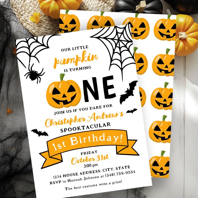 1.ᵉʳ cumpleaños Halloween Pequeña Invitación a cal (Subido por el creador)