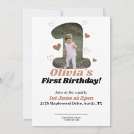 1.ᵉʳ cumpleaños Minimalista Beige Teddy Hearts
