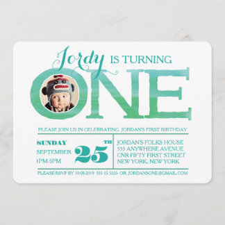 1.ᵉʳ Cumpleaños Ombre Watercolor Una Invitación Fo