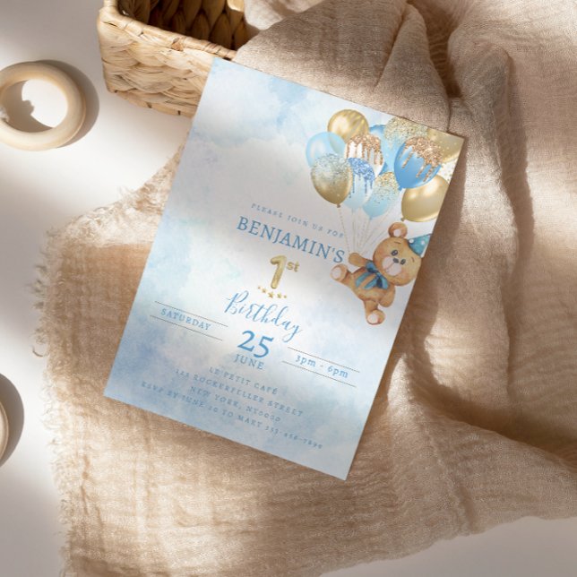 1.ᵉʳ Cumpleaños Teddy Bear Invitación al cumpleaño (Subido por el creador)