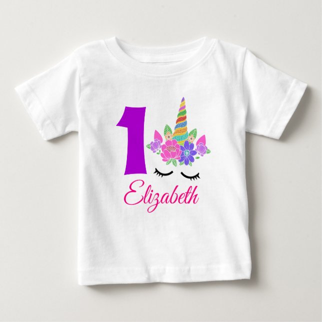 1.ᵉʳ Cumpleaños Unicornio Camiseta Infantil (Anverso)