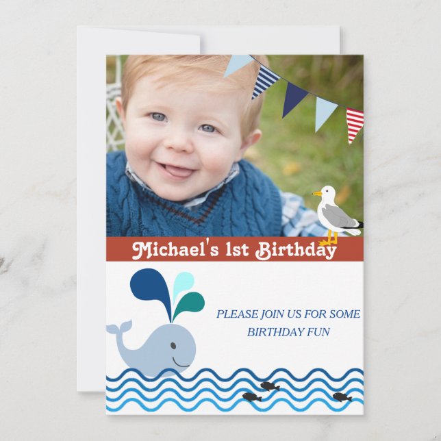 1.ᵉʳ Fiesta de cumpleaños, invitación náutica (Anverso)