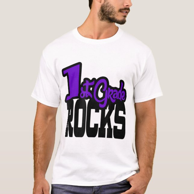 1.ᵉʳ Grado ROCKS Púrpura Maestra Regalo Camiseta (Anverso)