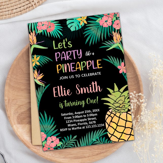 1.ᵉʳ Naranja negro invitaciones a la piña verde (1st Black Orange Green Pineapple Invitations)