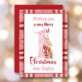 1.ᵉʳ Navidad Bebé Chica Cute Bunny Plaid