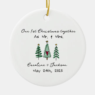 1.ᵉʳ Navidad casado con ornamento personalizado
