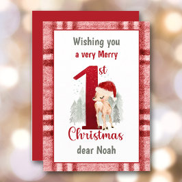 1.ᵉʳ Navidad Cute Deer Santa Hat Plaid