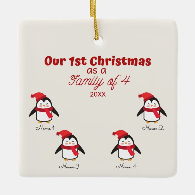 1.ᵉʳ Navidades de 4 ornamentos pingüinos (Anverso)