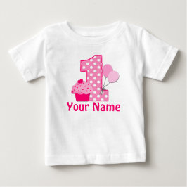 1.ᵉʳ pastel de cumpleaños camiseta rosa personaliz